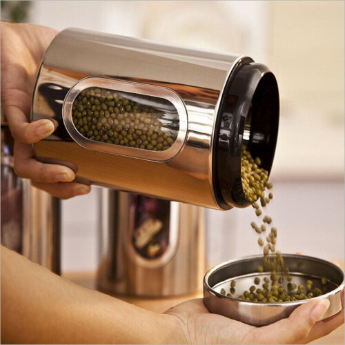 3Pcs Stainless Steel Tea Coffee Sugar Canisters Kitchen Storage Container 1