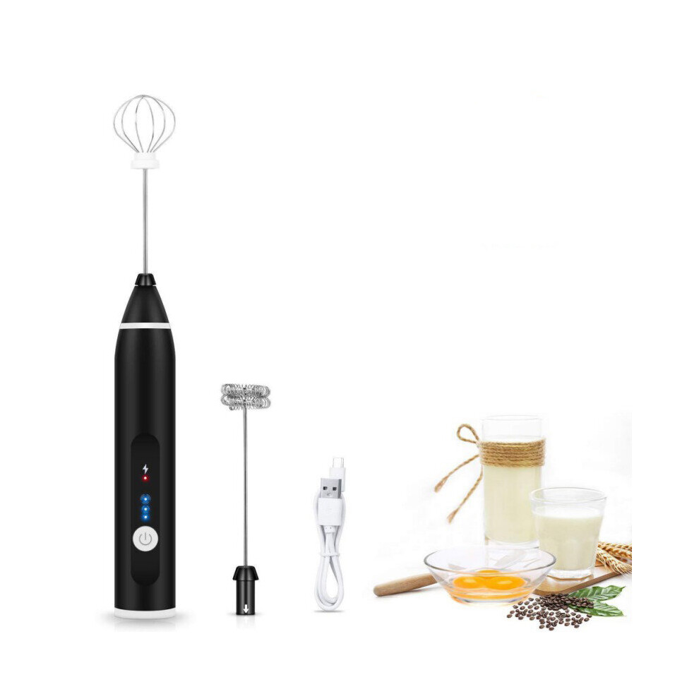 3 Speeds Hand Mixer Egg Beater Coffee Milk Drink Whisk Frother Stirrer USB Rechargeable Handheld Food Blender Tool