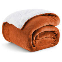 (Double: 150cm x 200cm, Rush) Reversible Sherpa Fleece Blanket Faux Fur Double King Fluffy Warm Sofa Bed Throw