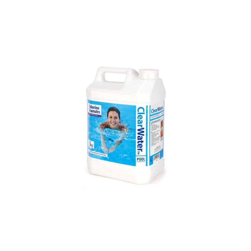 5kg Clearwater Chlorine Granules - Hot Tub Spas Pools Chemicals Disinfectant -  clearwater chlorine hot tub spas pools chemicals 5kg granules