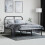 vidaXL Metal Bed Frame with Headboard Bed Base Black 120x190 cm Small Double 3