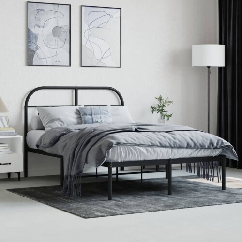 vidaXL metalsengestel med hovedgærde sort 120x190 cm 2