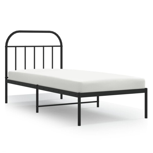 vidaXL metalsengestel med hovedgærde sort 90x190 cm 1