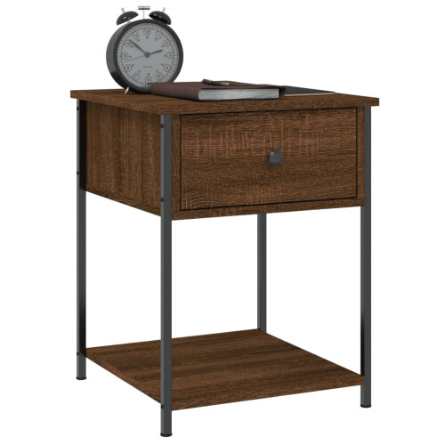 vidaXL Bedside Table Cabinet Side Table Nightstand Brown Oak Engineered Wood 2