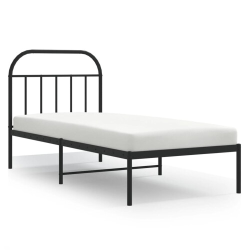vidaXL metalsengestel med hovedgærde sort 90x200 cm 1
