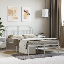 vidaXL metalsengestel med hovedgærde hvid 120x200 cm