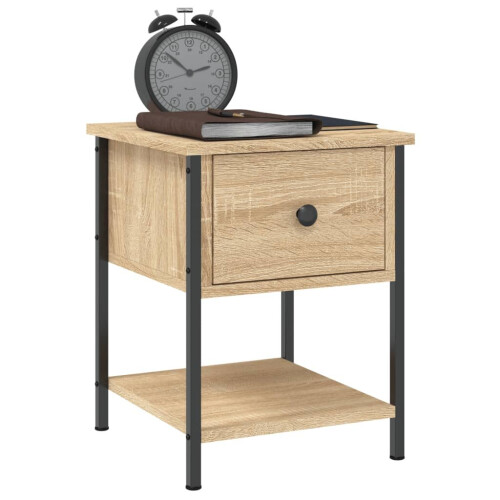 vidaXL Bedside Table Cabinet Side Table Nightstand Sonoma Oak Engineered Wood 2