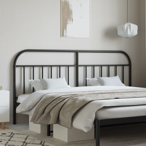 vidaXL Metal Headboard Bedroom Accessory Bed Header Bed Headboard Black 200 cm