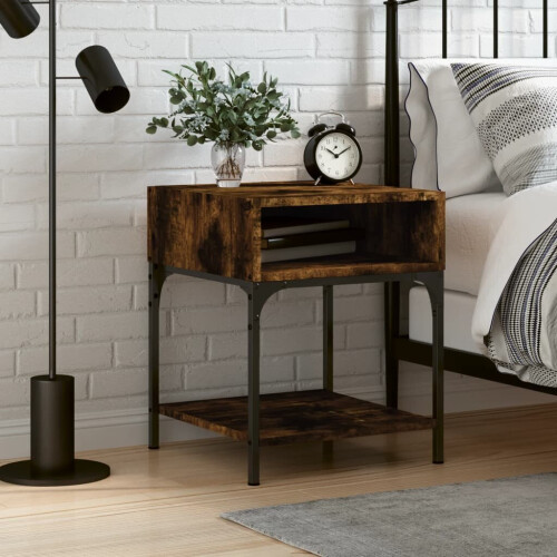 vidaXL Bedside Table Bedside Cabinet Side Table Smoked Oak Engineered Wood
