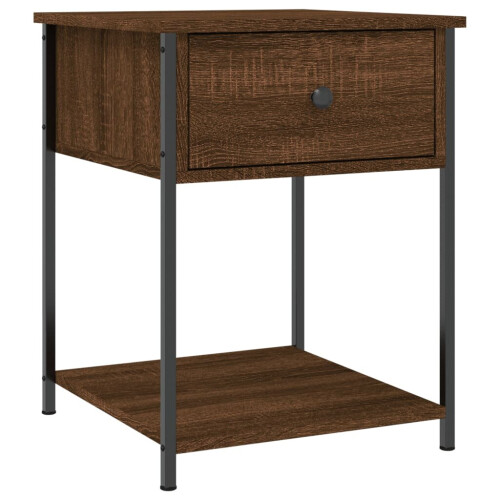 vidaXL Bedside Table Cabinet Side Table Nightstand Brown Oak Engineered Wood 1