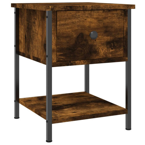 vidaXL Bedside Table Cabinet Side Table Nightstand Smoked Oak Engineered Wood 1