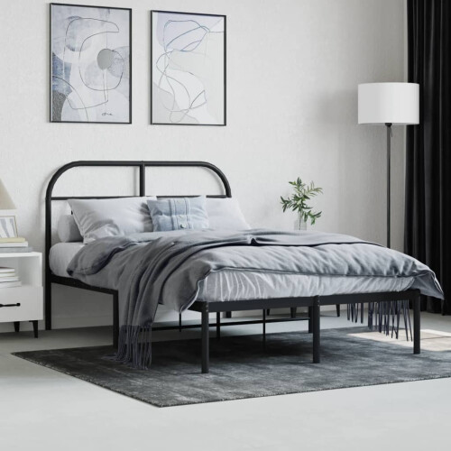 vidaXL metalsengestel med hovedgærde sort 120x200 cm 2