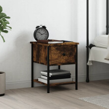 vidaXL Bedside Table Cabinet Side Table Nightstand Smoked Oak Engineered Wood