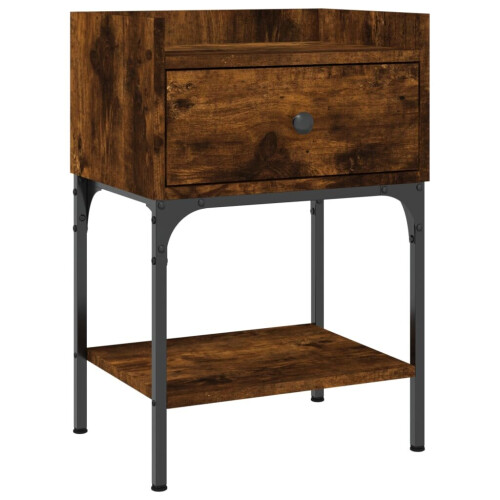 vidaXL Bedside Table Bedside Cabinet Side Table Smoked Oak Engineered Wood 1