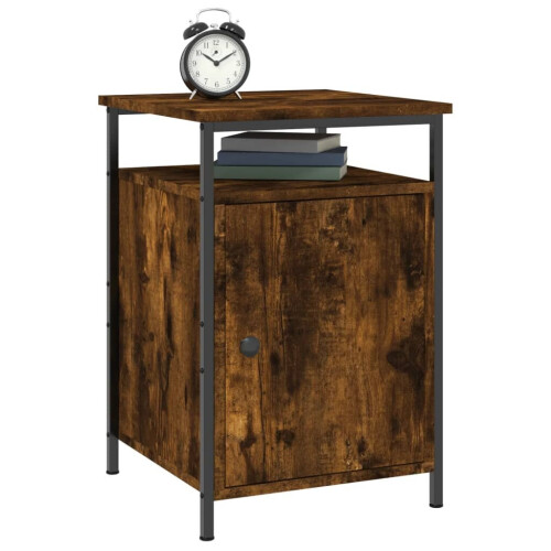 vidaXL Bedside Cabinet Bedside Table Side Table Smoked Oak Engineered Wood 2