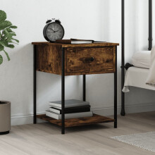 vidaXL Bedside Table Cabinet Side Table Nightstand Smoked Oak Engineered Wood