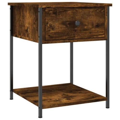 vidaXL Bedside Table Cabinet Side Table Nightstand Smoked Oak Engineered Wood 1