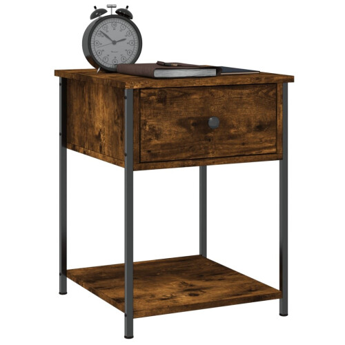 vidaXL Bedside Table Cabinet Side Table Nightstand Smoked Oak Engineered Wood 2