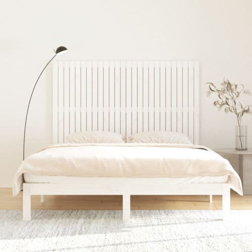 vidaXL Solid Wood Pine Wall Headboard White 166x3x110 cm Bedroom Bed Header 2