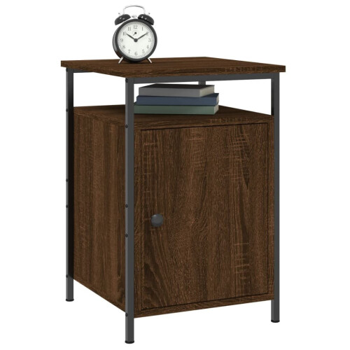 vidaXL Bedside Cabinet Bedside Table Side Table Brown Oak Engineered Wood 2