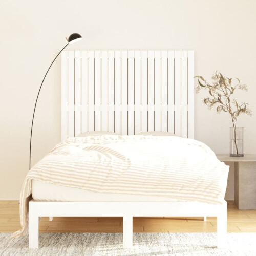 vidaXL Solid Wood Pine Wall Headboard White 127.5x3x110 cm Bedroom Bed Header 2