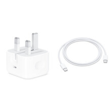 Apple 20W UK USB-C Power Adapter (A2344 MHJF3B/A) with 1m USB-C to USB-C Cable