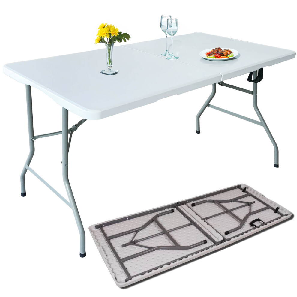 (5ft) Heavy Duty Indoor/Outdoor Foldable Collapsible Tables Picnic Camping Outdoor Dining Market Paste Table with Handle