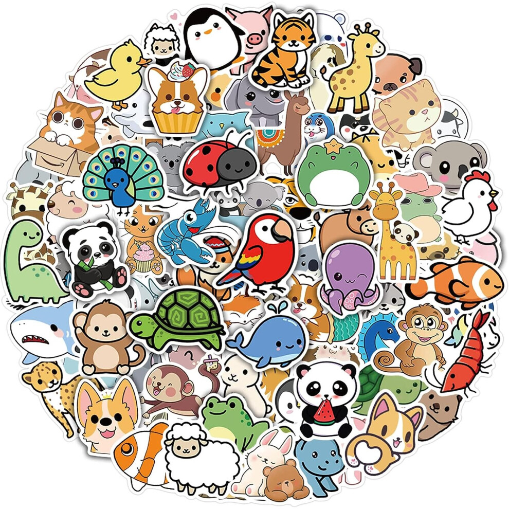100 pcs Cute Animal Stickers for Kids, Water Bottle Stickers, Waterproof Vinyl Mobile Phone Skateboard Laptop Stickers