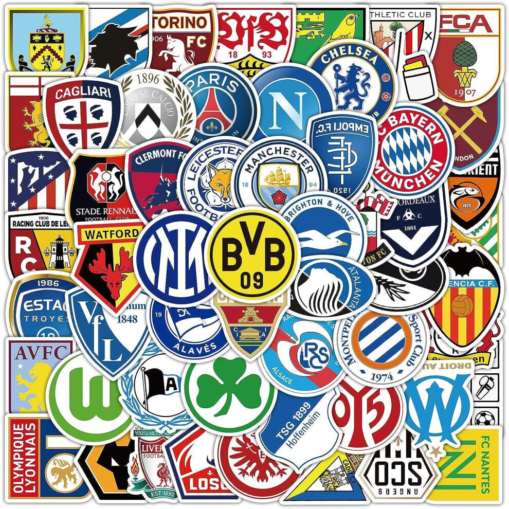 100 pieces of football team club stickers, water bottle waterproof vinyl sports stickers, laptop, phone case, vinyl waterproof stickers