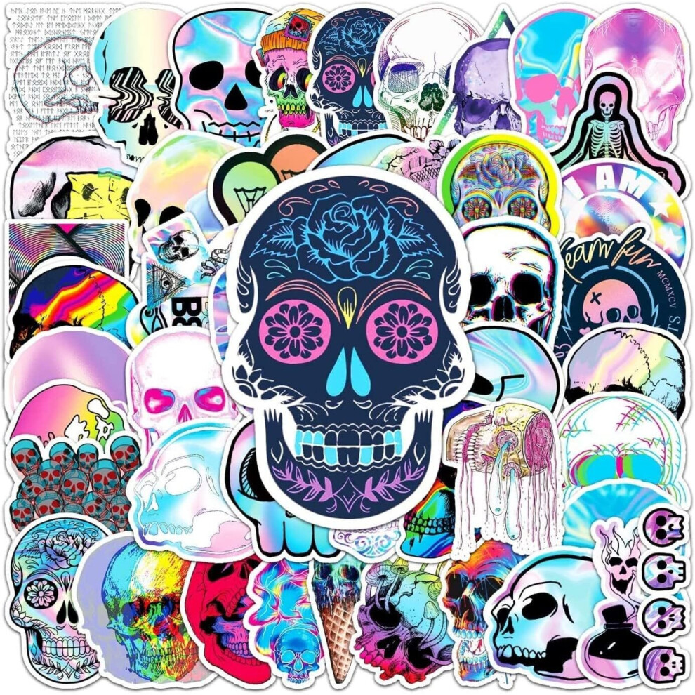 50 "Terrible Cool Skull" Graffiti Vinyl Waterproof Stickers for Laptops, Mobile Phones, Skateboards, Luggage Cases, Water Bottles