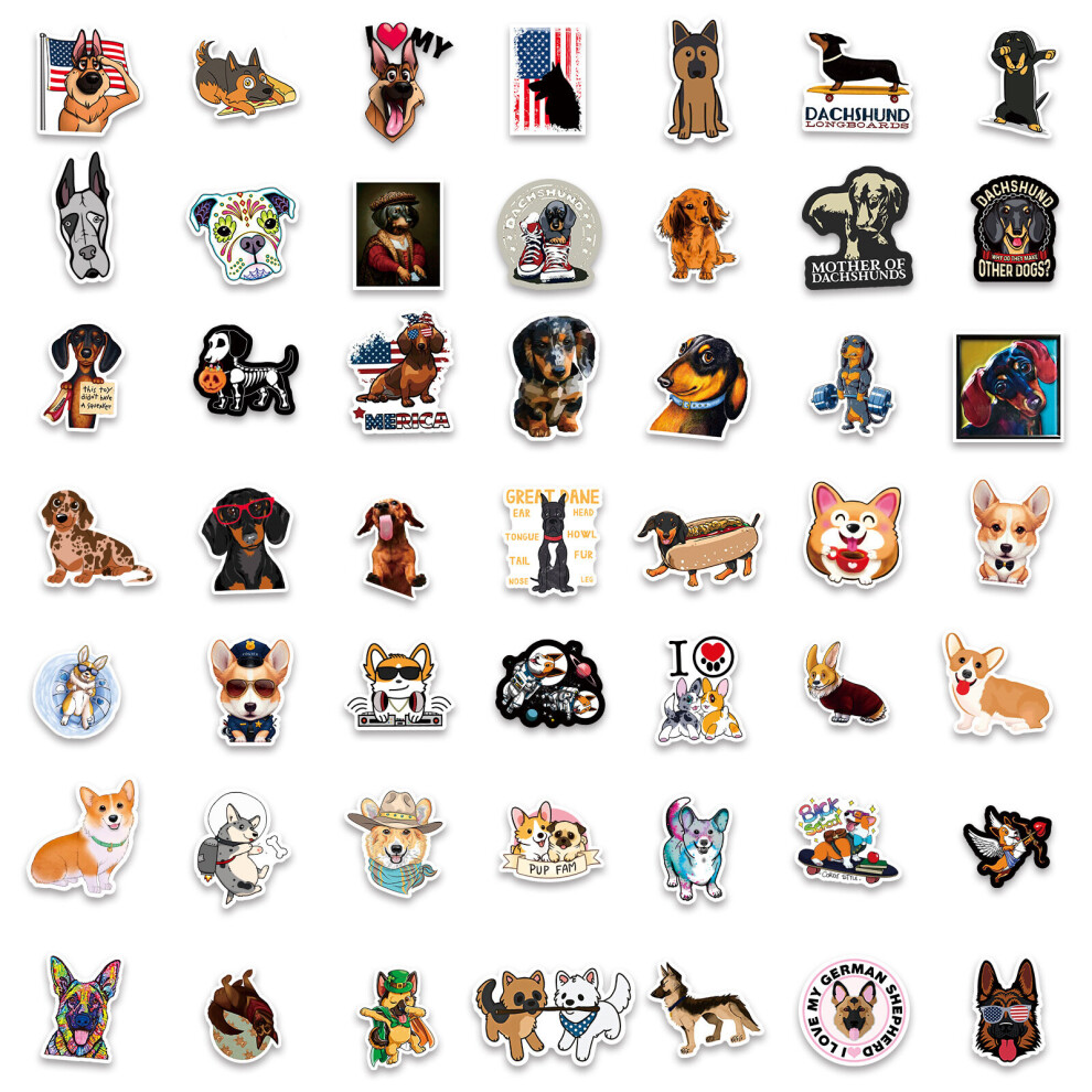 100 pieces of dachshund dog stickers waterproof vinyl stickers suitable for laptops, tablets, water bottles, bicycles, luggage computers