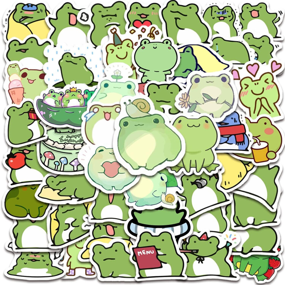 Mascot 50 Frog Stickers Cartoon Vinyl Waterproof Stickers Laptop, Guitar, Motorcycle, Bicycle, Skateboard, Luggage, Mobile Phone