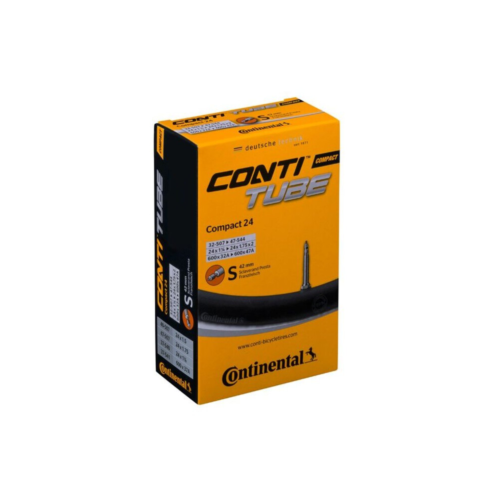 Continental Compact Presta Puncture Proof Inner Tubes Black - 24 X 1.3 / 1.9 Inch / 42 MM