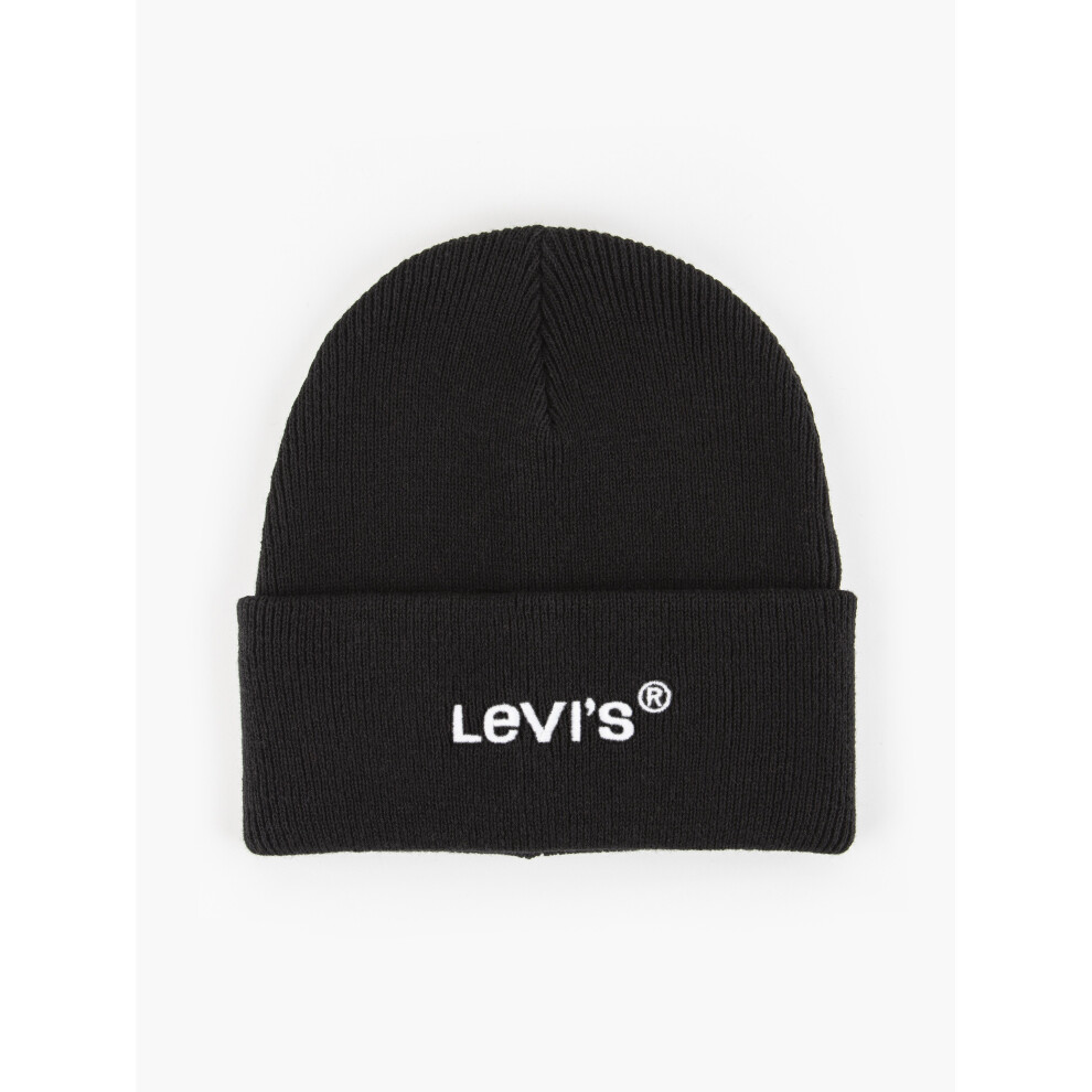 Levi's Unisex Knitted Cuff Beanie ~ Wordmark regular black