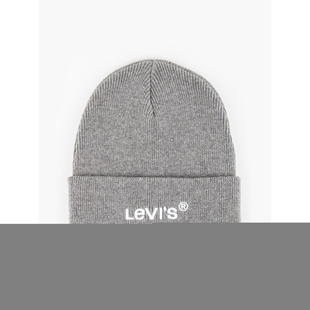 Levi's Unisex Knitted Cuff Beanie ~ Wordmark Regular Grey