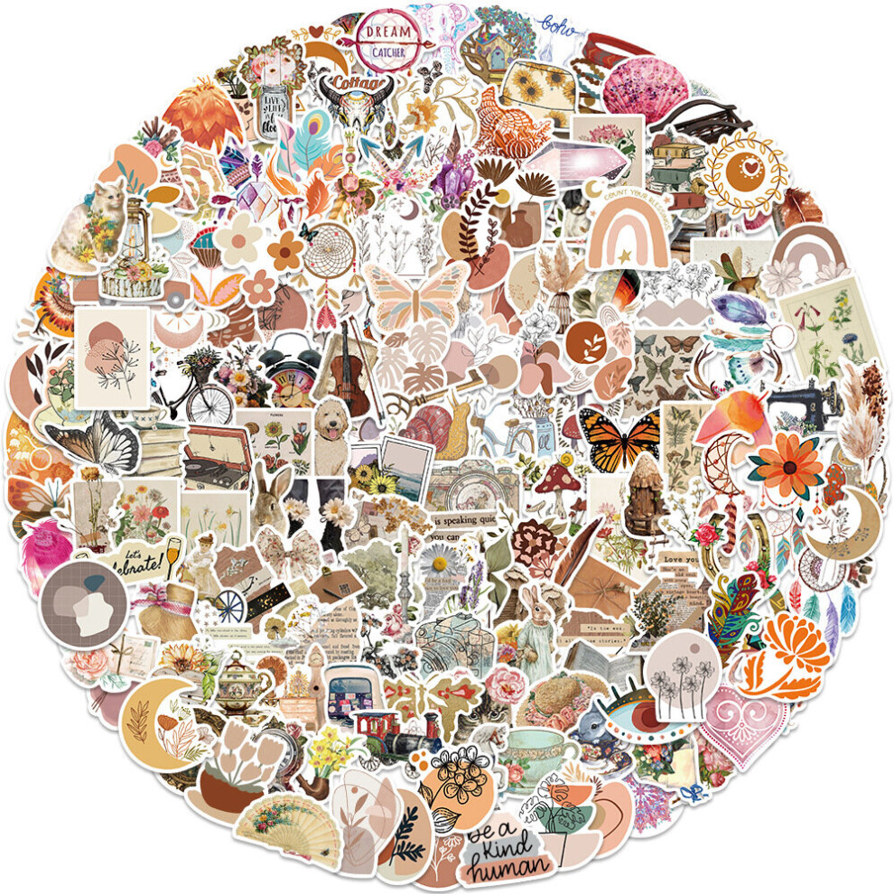 200Pcs Cute Boho Aesthetic Water Bottle Stickers Preppy Stickers, Waterproof Stickers for Laptop Journal Scrapbook, Vinyl Sticker Packs for Girls