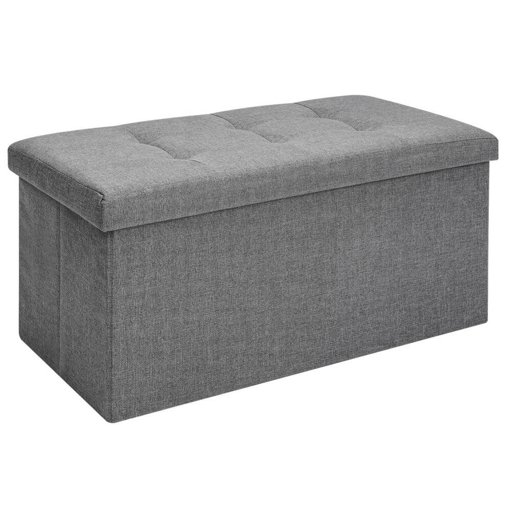 (Dark gray) Ottoman Storage Seat Stool Trunk Toy Chest Bedding