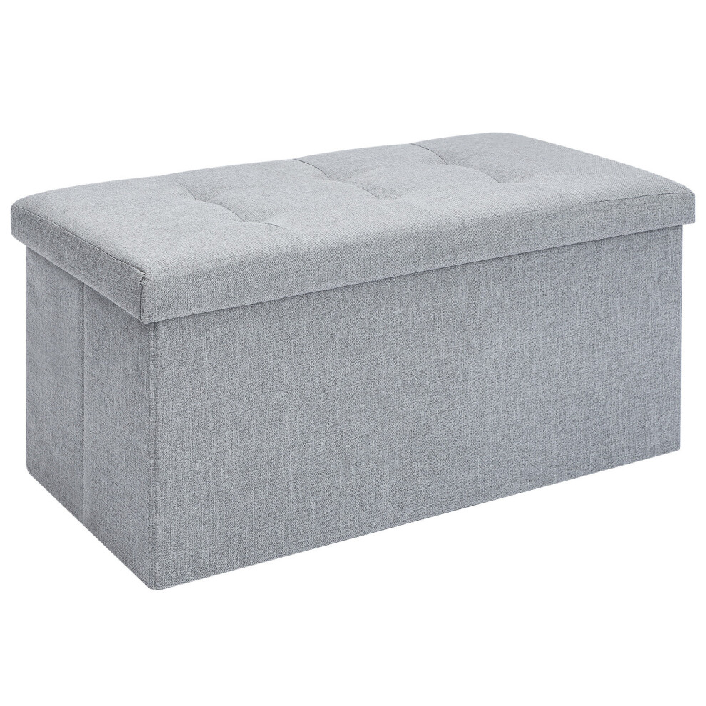 (Gray) Ottoman Storage Seat Stool Trunk Toy Chest Bedding