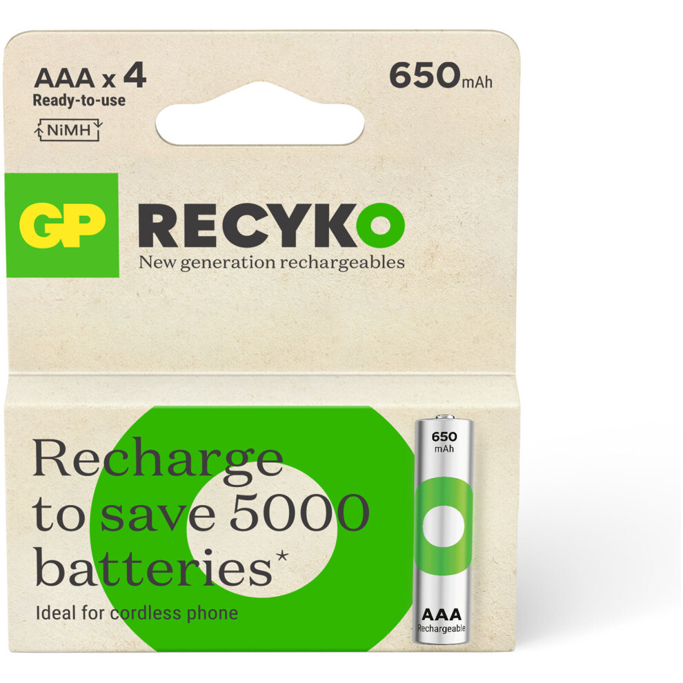 Gp Gprhch63e042 Gp Recyko Nimh 650Mah Aaa 4'S Ecv Paper Box 4891199212673