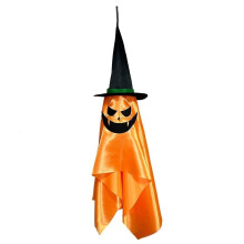 (orange-B) Hanging Pumpkin Wizard Hat With lights Ghost Witch Hat Hanging Halloween Ornaments Decor for Home Party Garden Indoor Outdoor