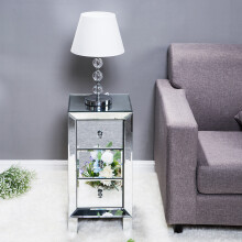 Bedside Table Chest Of 3-Drawers Cabinet Nightstand Desk Bedroom Mirrored