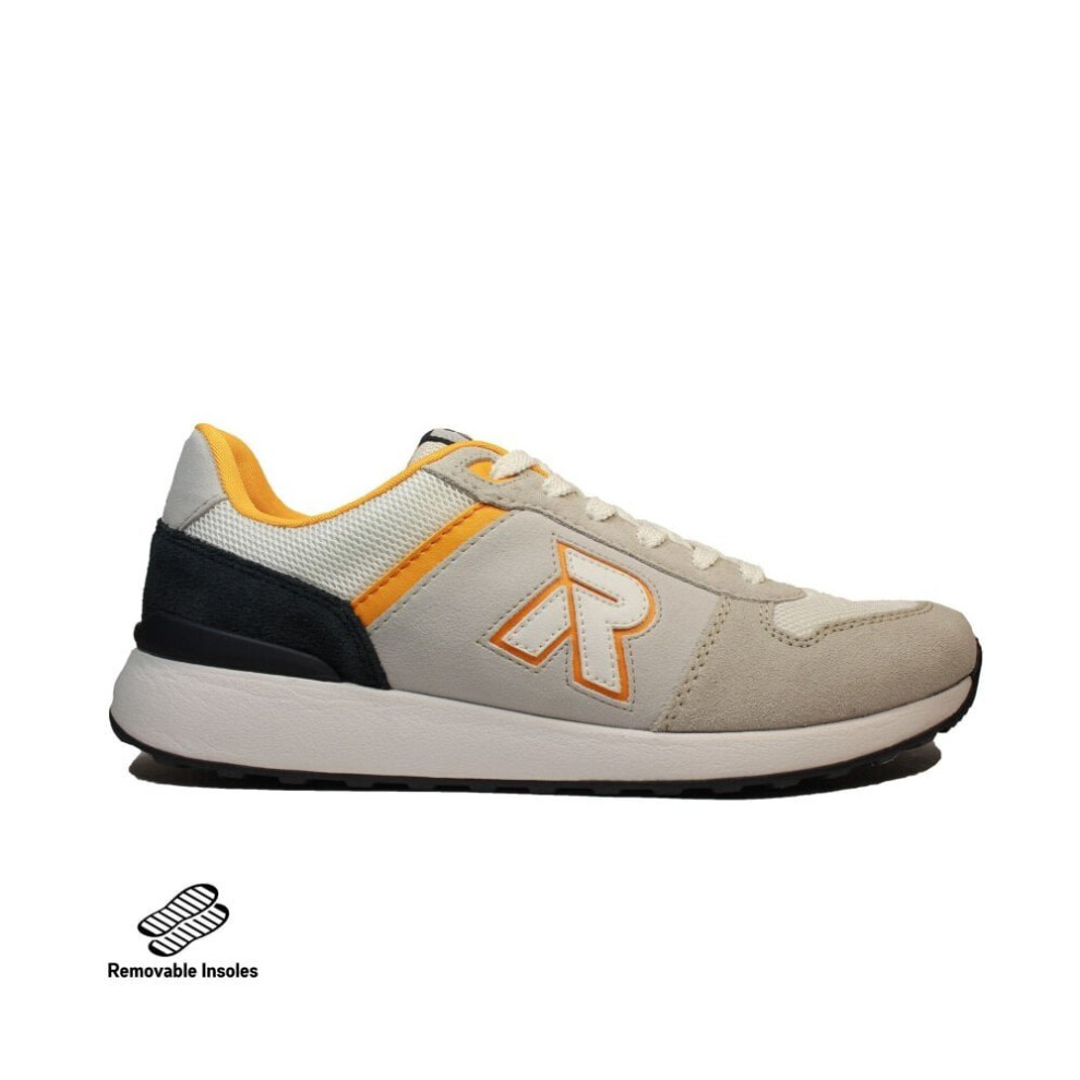 (8 (Adults')) 07601-40 Quarz/White Suede Leather Mens Trainers