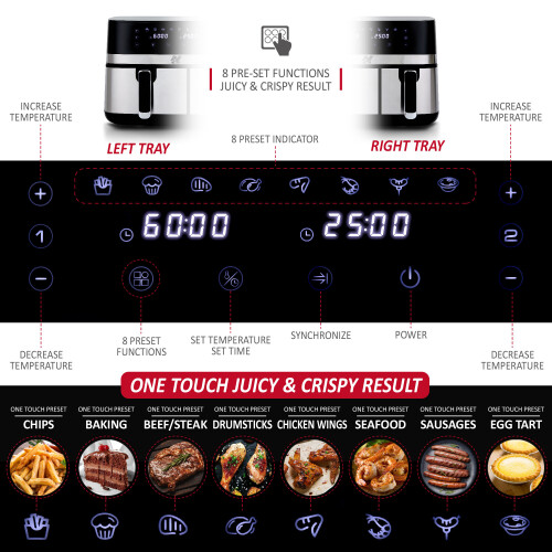NETTA NETTA 9L Dual-Basket Air Fryer with Digital Smart Programmes 2