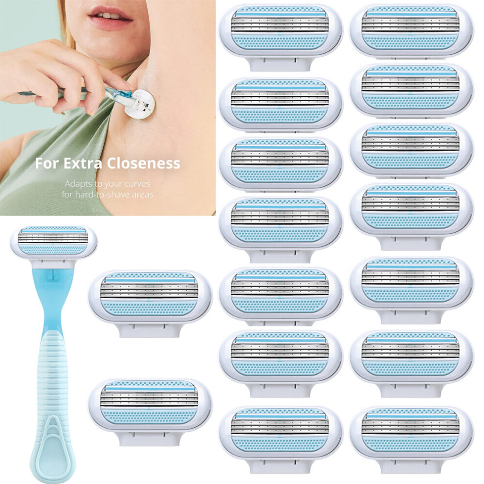 16PC For Gillette Venus Razor Replacement Women's Blades +Shaving Rack