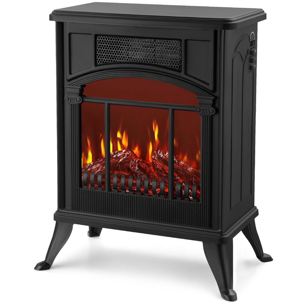 NETTA 1900W Arch Fireplace Stove Heater with Flame Effect - Black