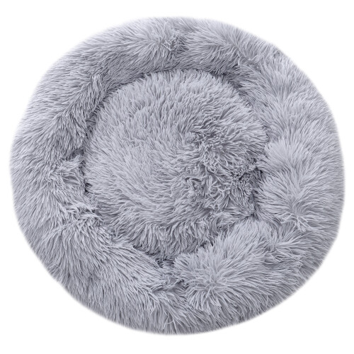 Living And Home (Light Grey, 60CM) Round Donut Plush Pet Dog Cuddler Bed 2