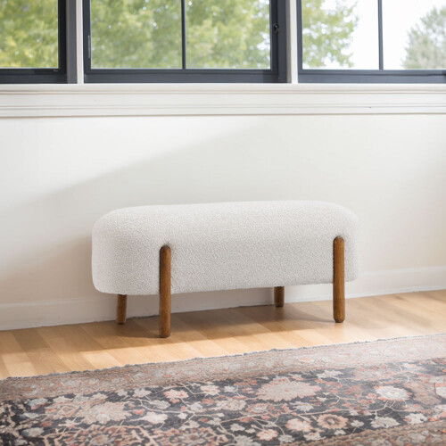 Living And Home (Beige) Contemporary Upholstered Bench