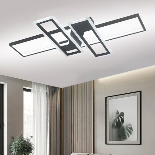 Living And Home (120*80cm) Geometric Black Frame LED Ceiling Light 2