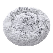 (Grey White, 70CM) Round Donut Plush Pet Dog Cuddler Bed