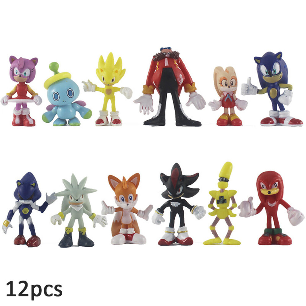 12Pcs Sonic The Hedgehog Action Figures Doll Model Collectible Toys Kids Gifts